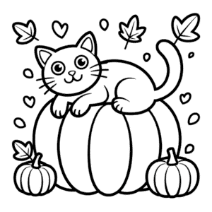 Cat Fall Coloring Page