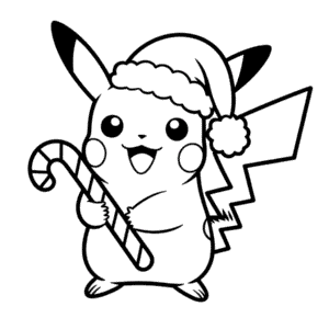 Christmas Pikachu Coloring Page