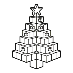 Christmas Tree Minecraft Coloring Page