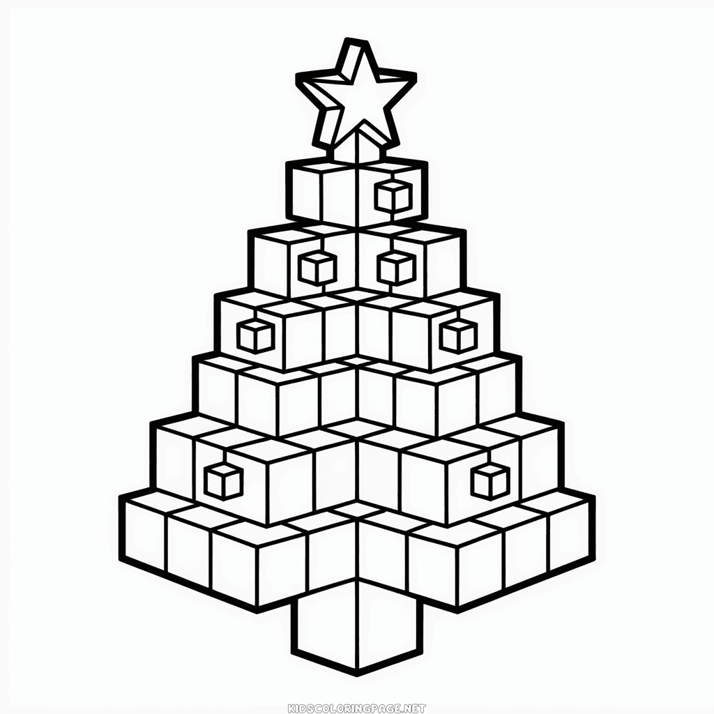 Christmas Tree Minecraft Coloring Page