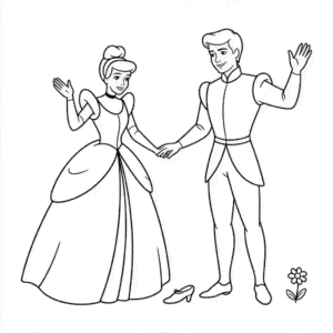 Cinderella and Prince Coloring Page