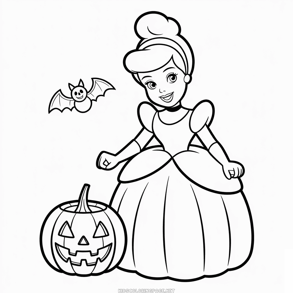 Cinderella Halloween Coloring Page
