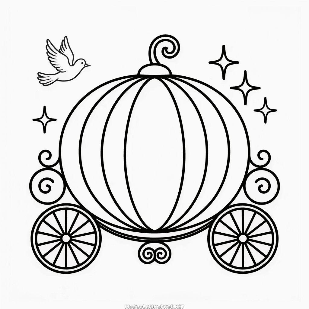 Cinderella Pumpkin Carriage Coloring Page