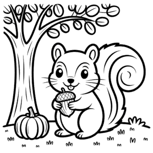 Cute Fall Animal Coloring Page