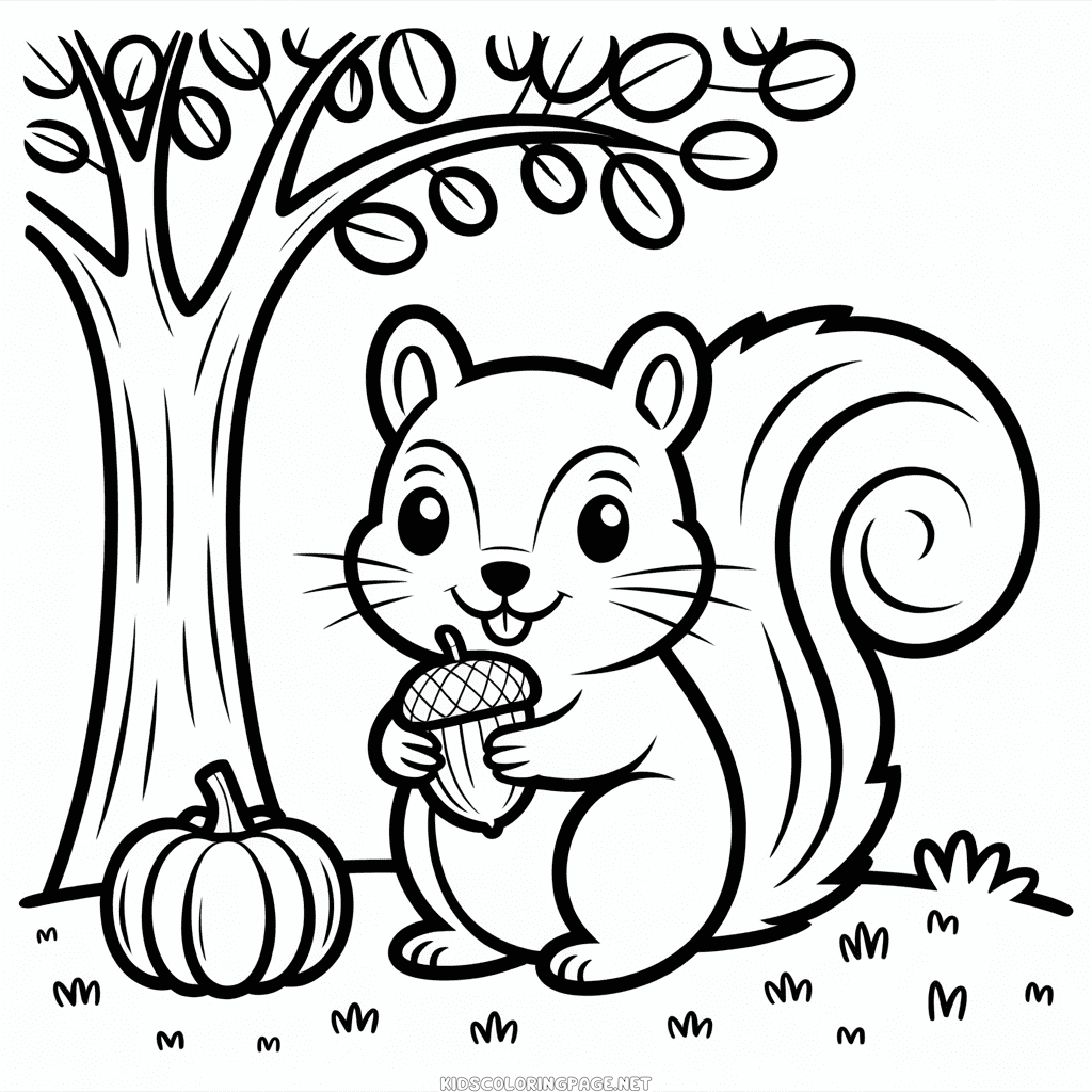 Cute Fall Animal Coloring Page