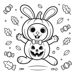Cute Halloween Animal Coloring Page