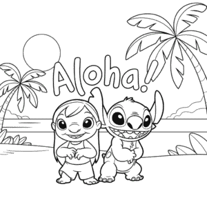 Cute Lilo and Stitch Coloring Page