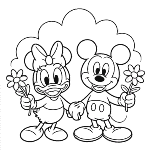 Daisy and Mickey Mouse Coloring Page