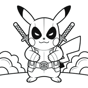Deadpool Pikachu Coloring Page