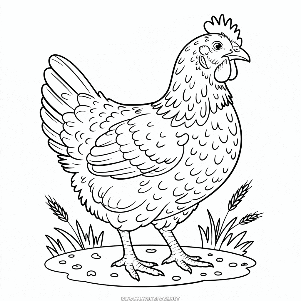 Detailed Chicken Coloring Page