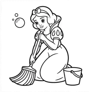 Disney Snow White Cleaning Coloring Page