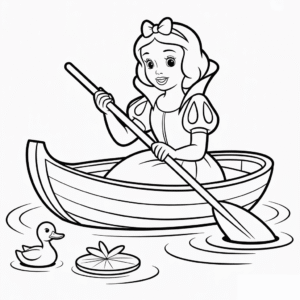 Disney Snow White in Boat Coloring Page