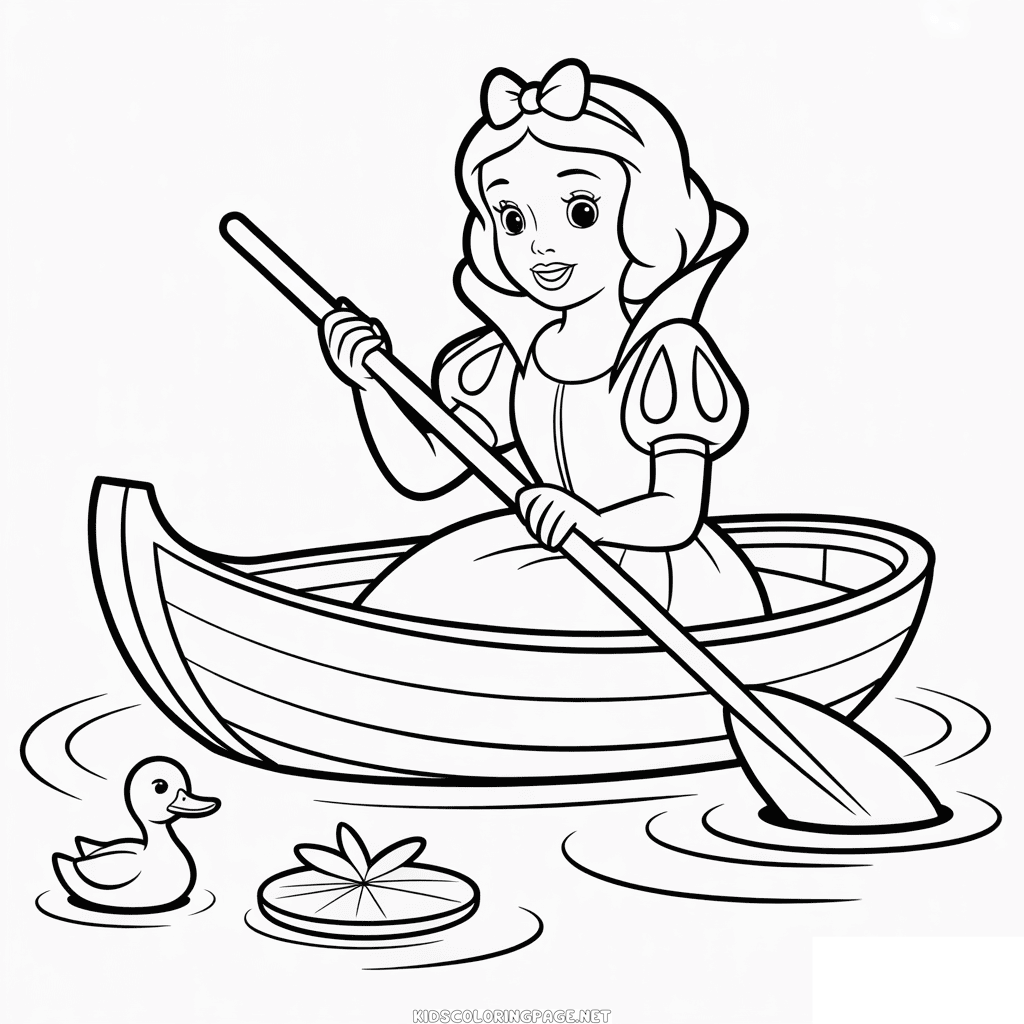 Disney Snow White in Boat Coloring Page