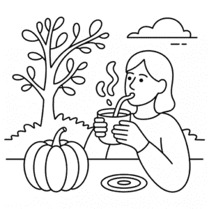 Easy Fall Adults Coloring Page