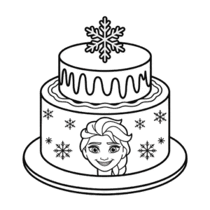 Elsa Cake Coloring Page