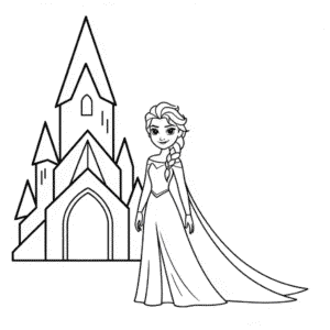 Elsa Castle Coloring Page