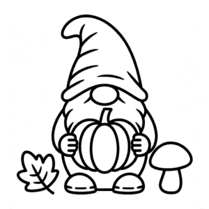 Fall Gnome Coloring Page
