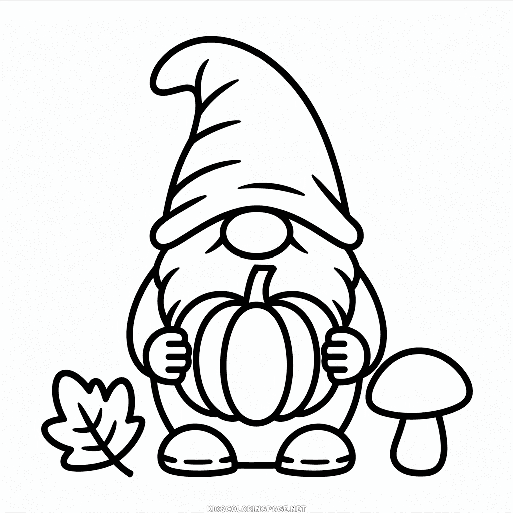 Fall Gnome Coloring Page