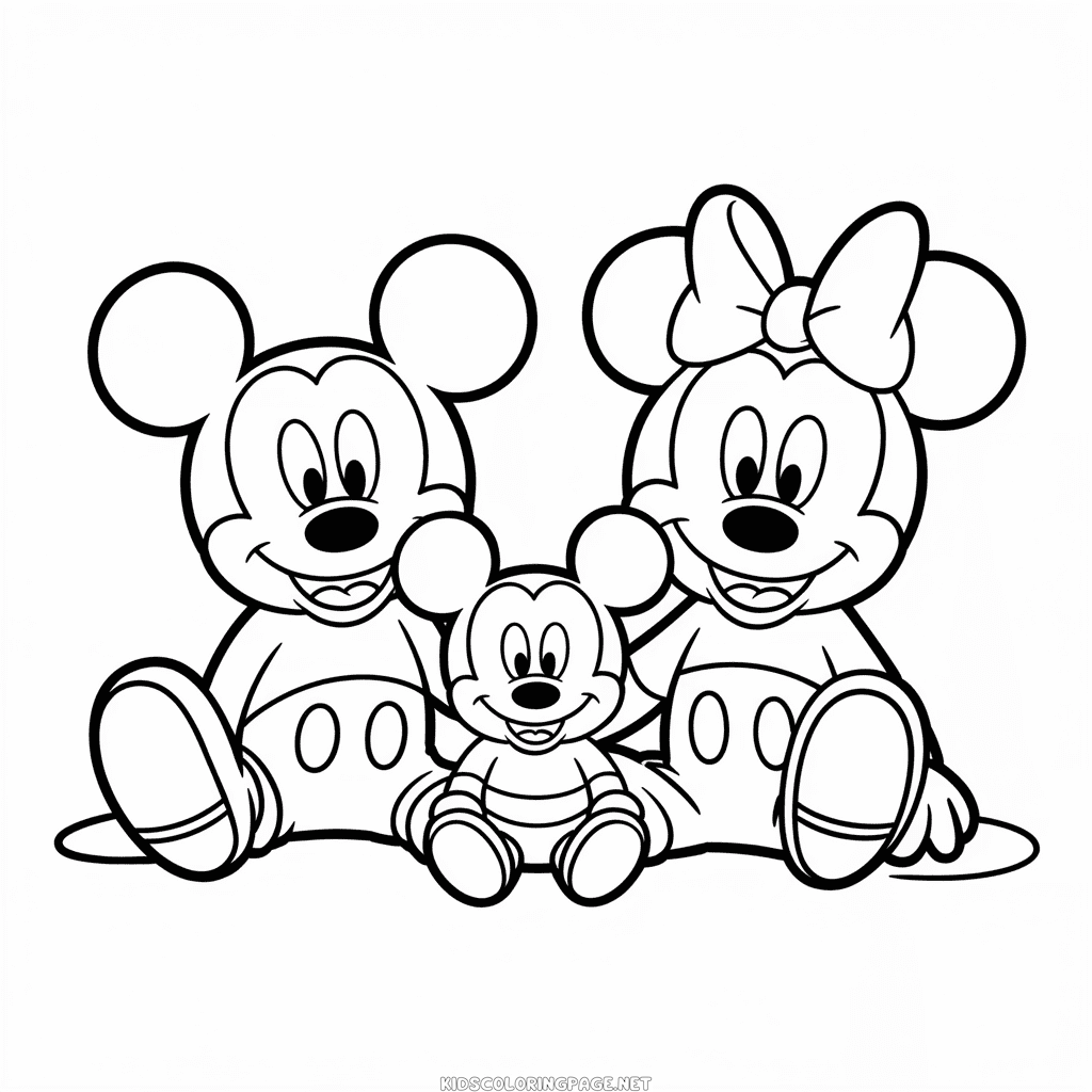 Family of Mickey Mouse Coloring Page