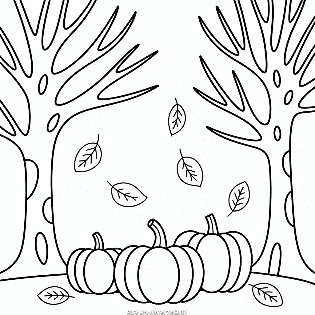 Forest in Fall Coloring Page