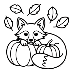Fox in Fall Coloring Page