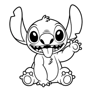 Happy Stitch Coloring Page