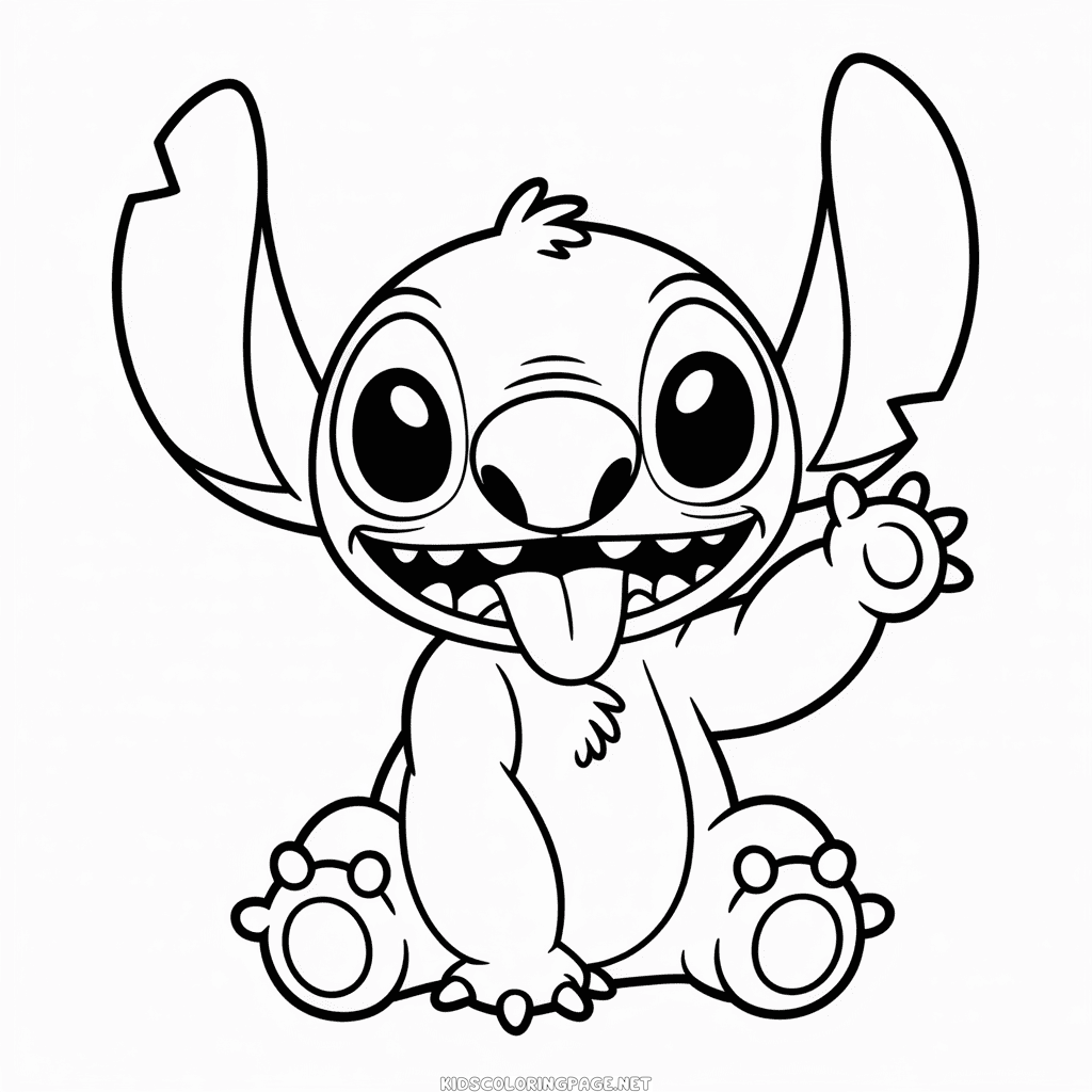 Happy Stitch Coloring Page