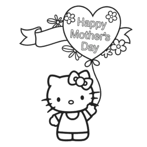 Hello Kitty Happy Mothers Day Coloring Page