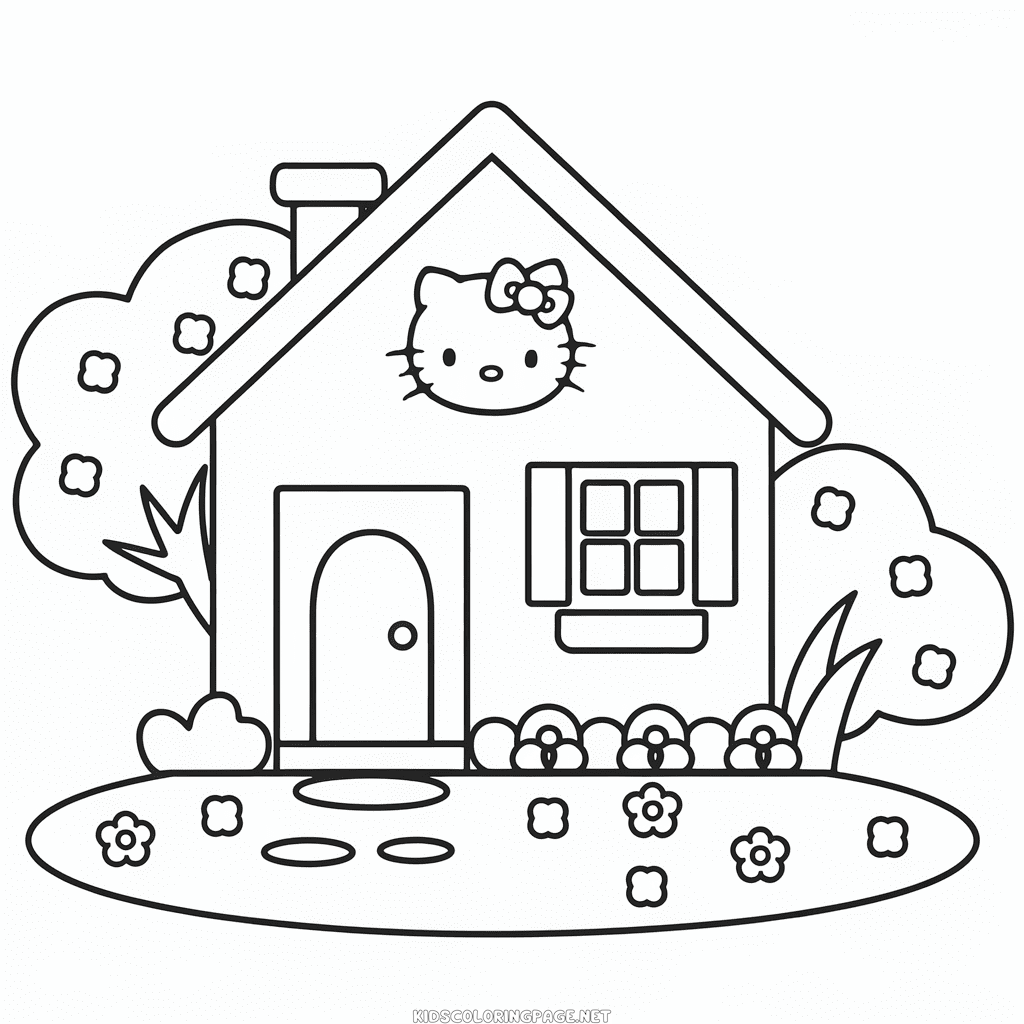 Hello Kitty House Coloring Page