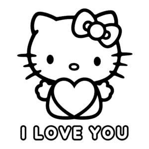 Hello Kitty I Love You Coloring Page
