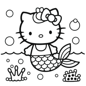Hello Kitty Mermaid Coloring Page