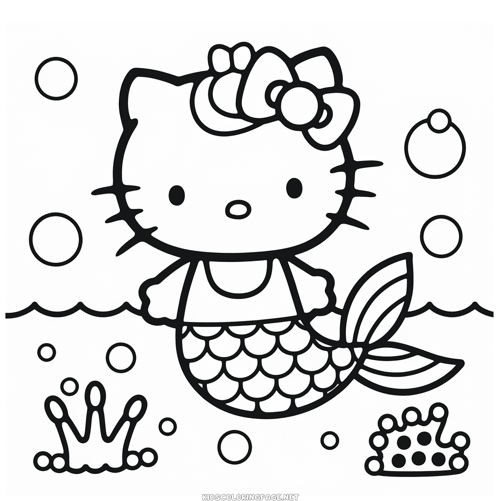 Hello Kitty Mermaid Coloring Page