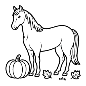 Horse in Fall Coloring Page