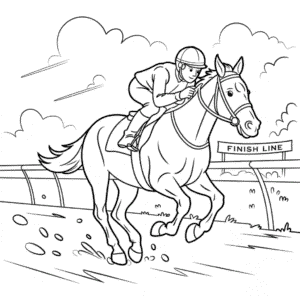 Horse Running in Race Coloring Page