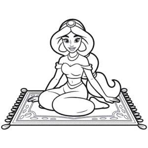 Jasmine and Magic Carpet Coloring Page