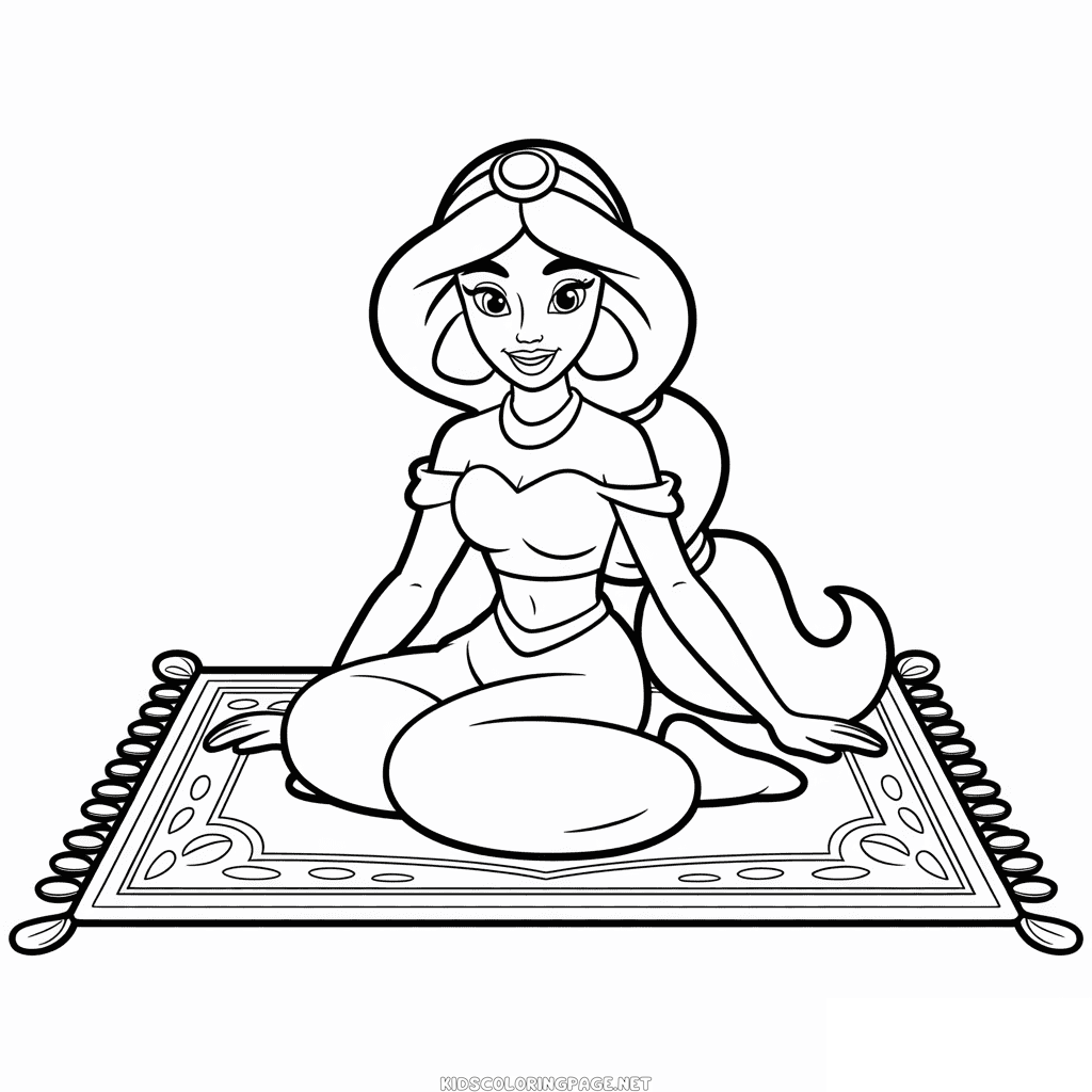 Jasmine and Magic Carpet Coloring Page