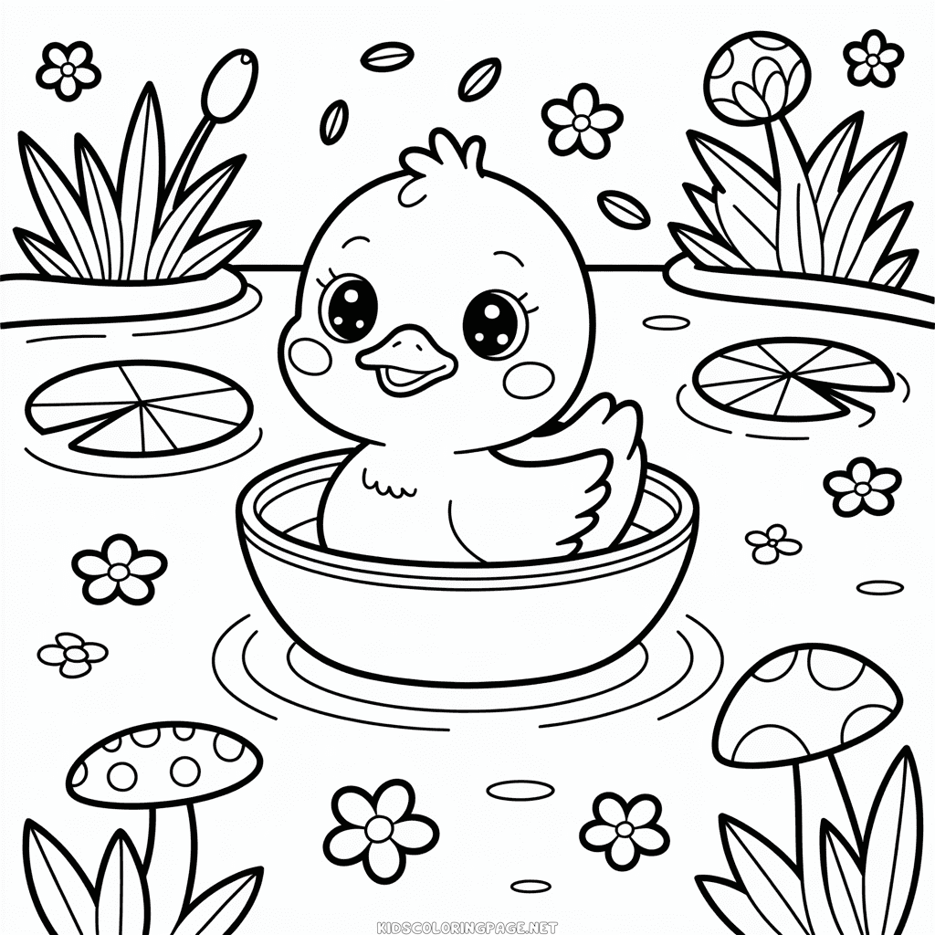 Kawaii Duck Coloring Page