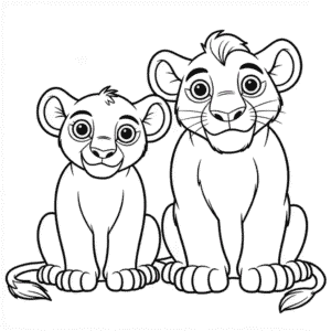 Kiara and Kovu The Lion King Coloring Page
