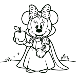Minnie Mouse Dressed as Snow White Coloring Page