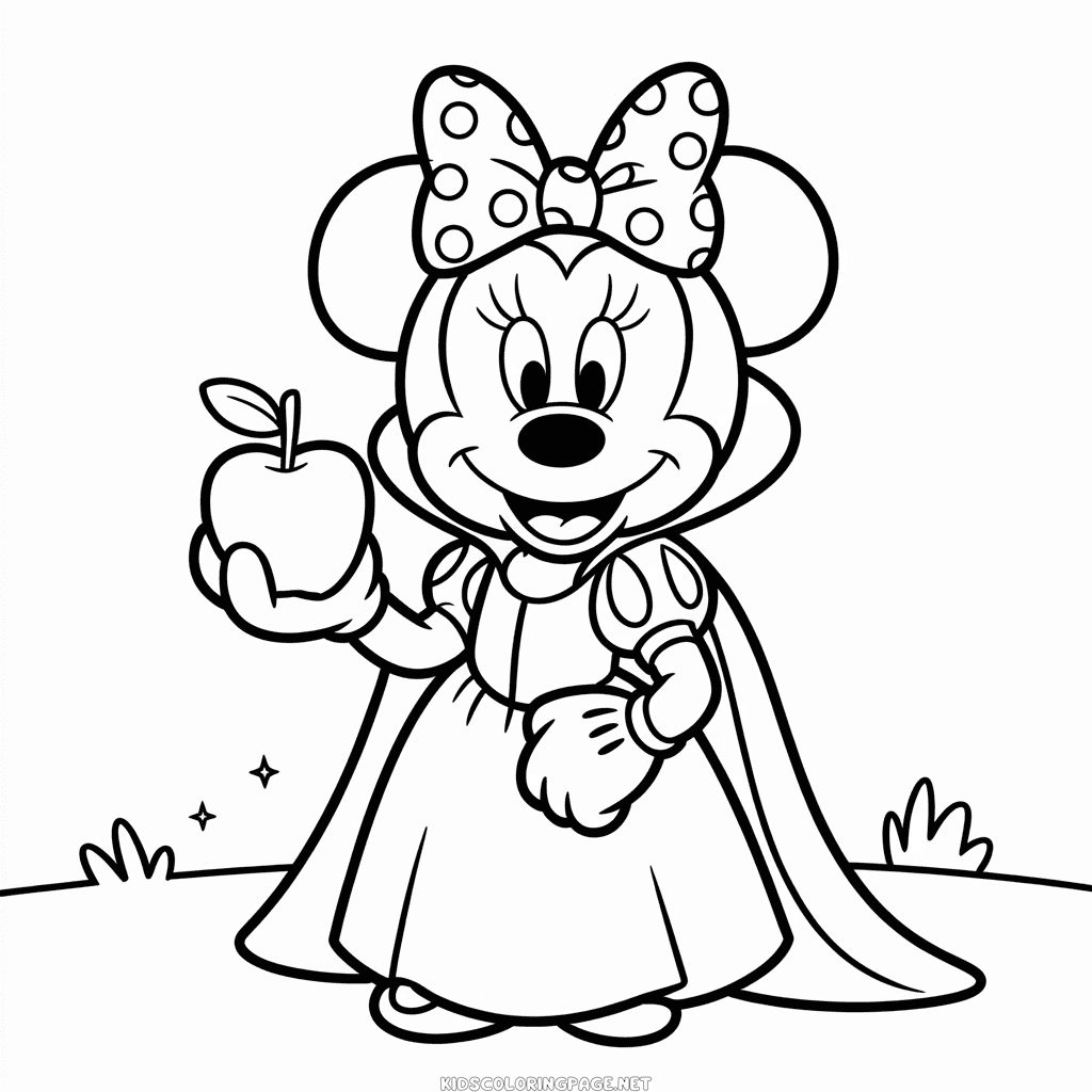 Minnie Mouse Dressed as Snow White Coloring Page