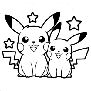 Pichu and Pikachu Coloring Page