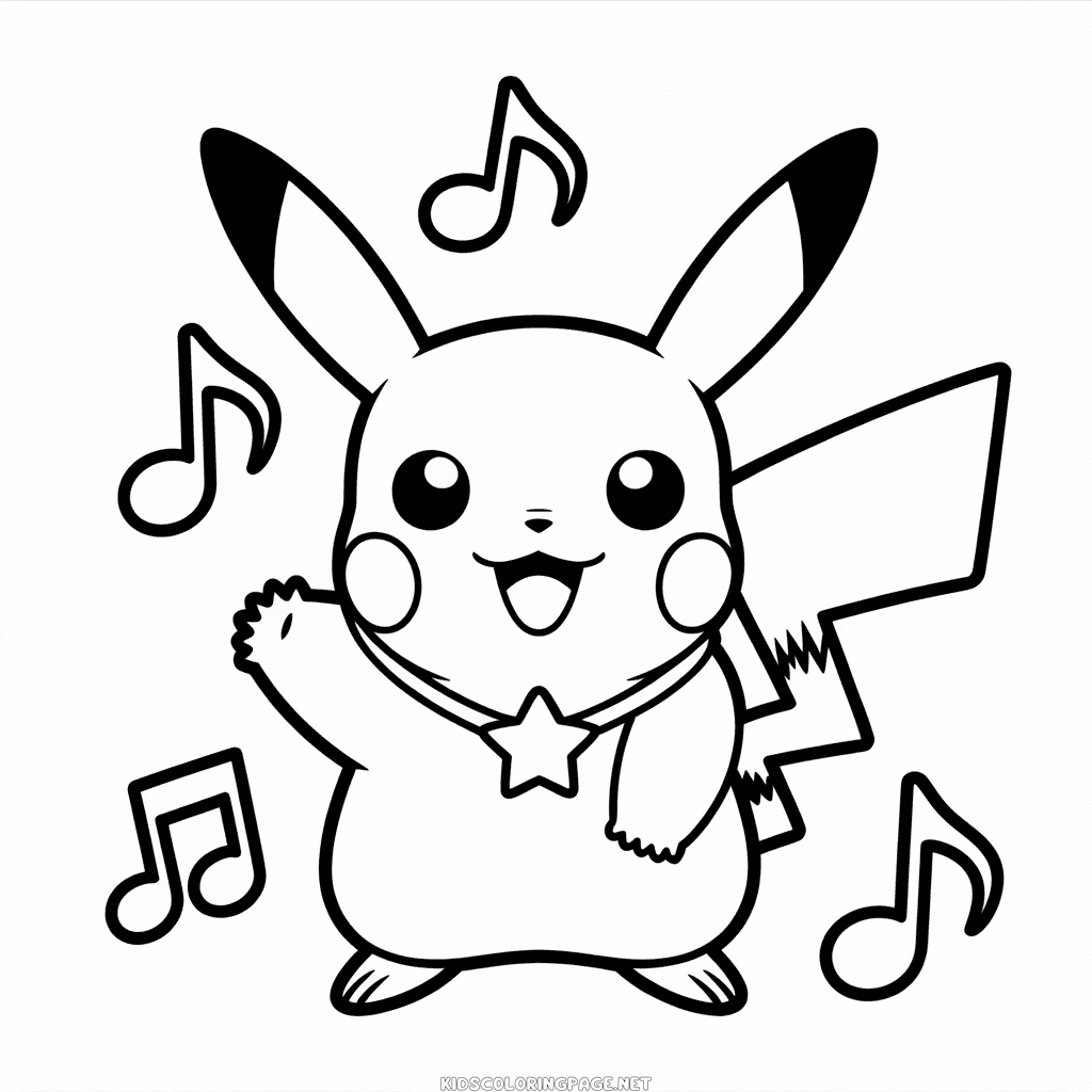 Pikachu Pop Star Coloring Page