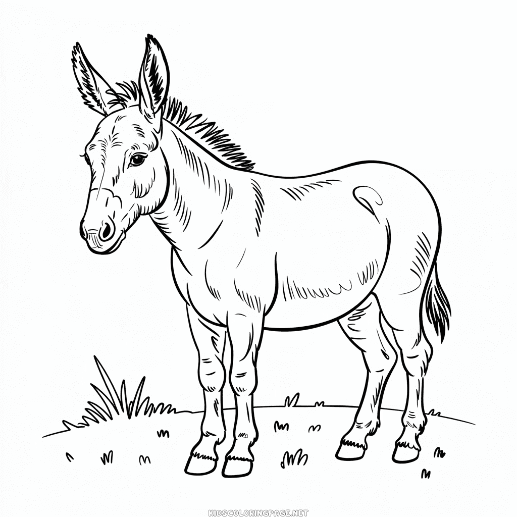 Realistic Donkey Coloring Page