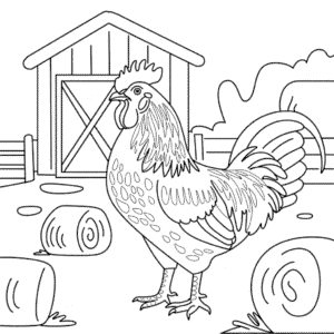 Realistic Rooster Coloring Page