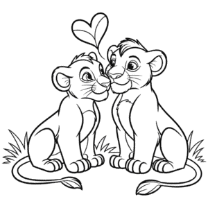 Simba and Nala Coloring Page