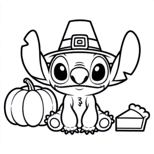 Stitch Thanksgiving Coloring Page