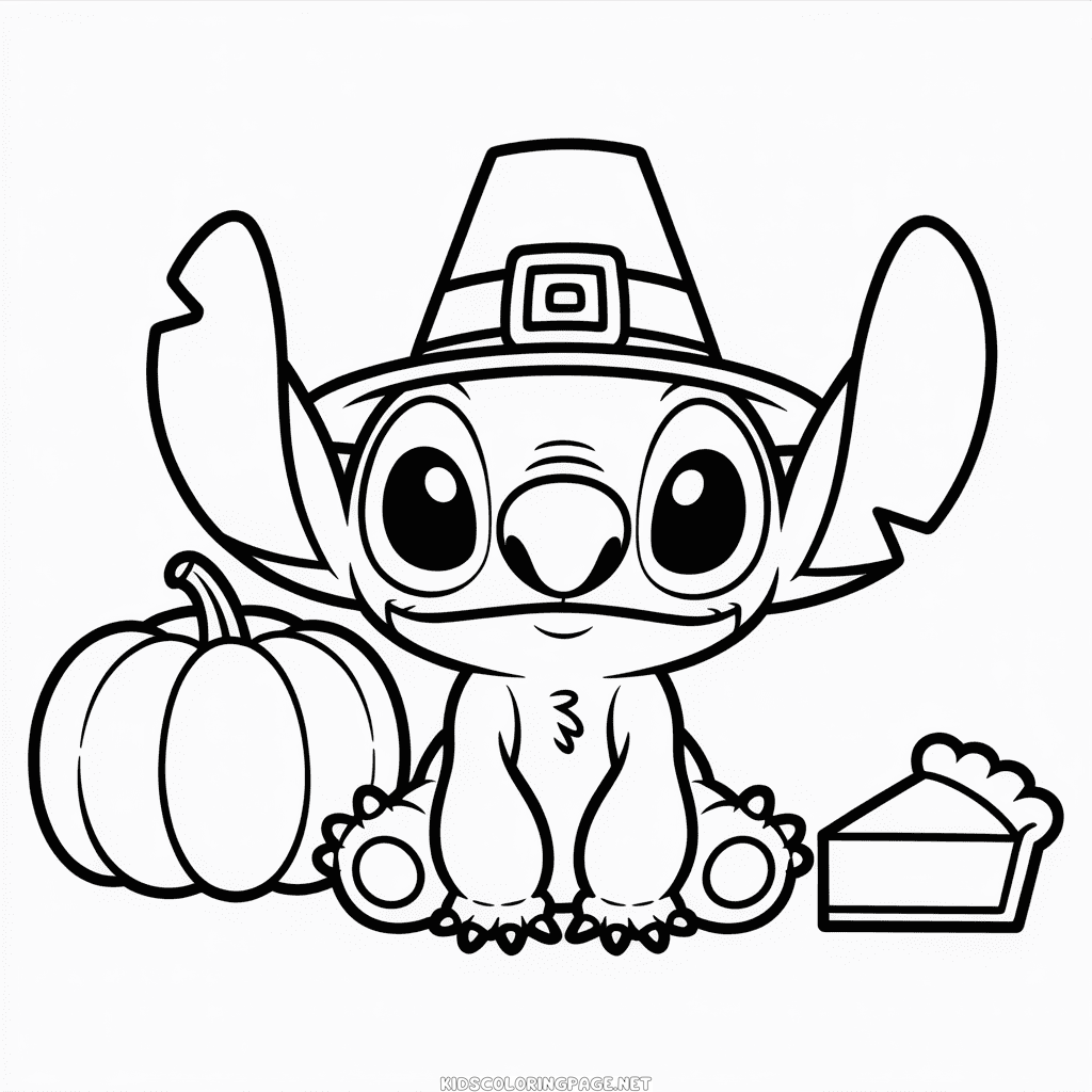 Stitch Thanksgiving Coloring Page