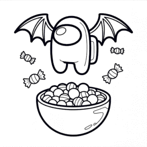 Among Us Halloween Coloring Page