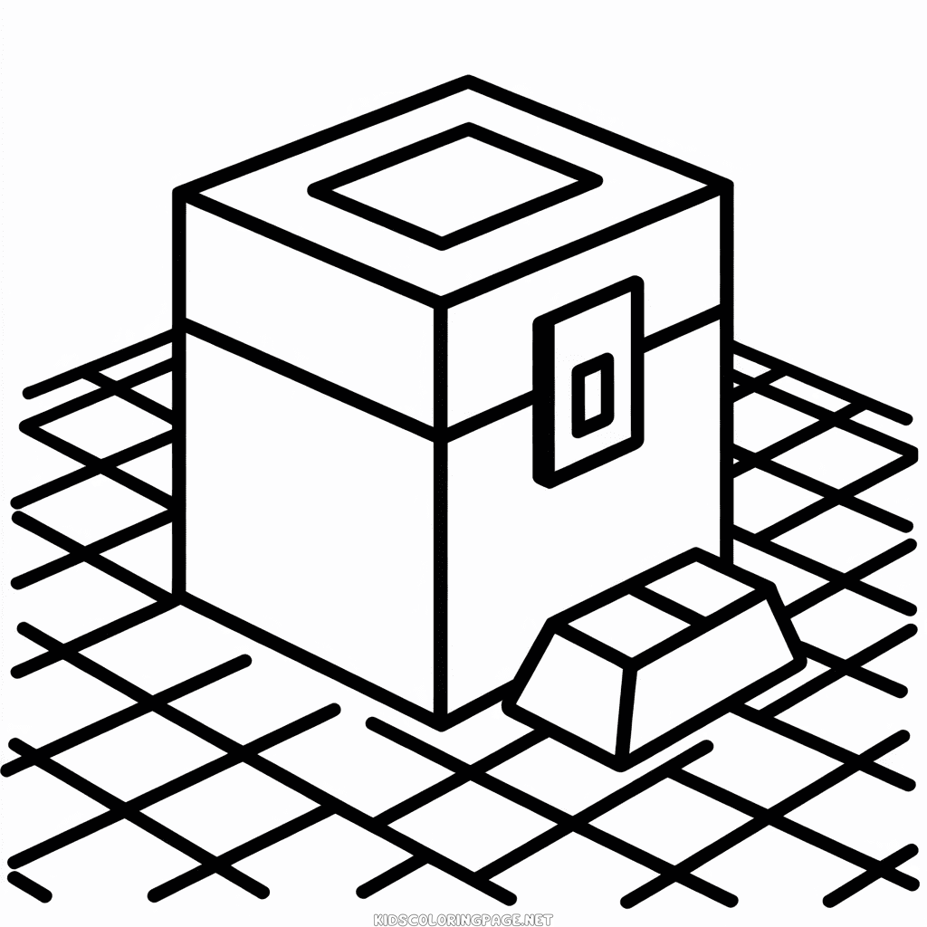 Chest Minecraft Coloring Page
