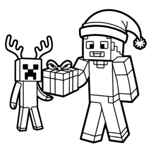 Christmas Minecraft Coloring Page